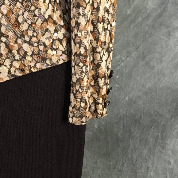 BEAUTIFUL St John evening knit brown multi rhinestones embellished skirt suit 4 - Picture 6 of 10